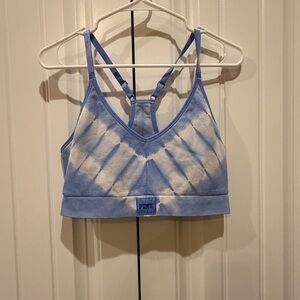 PINK Active Victoria's Secret Blue and White Tie-Dye Bralette-XXL